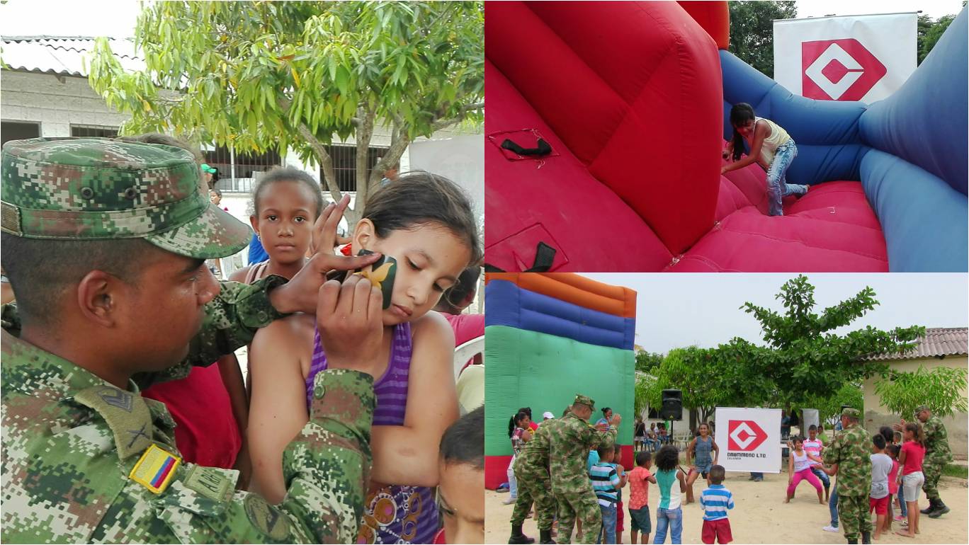 Los más pequeños disfrutaron de una jornada recreativa realizada por el Ejército Nacional.